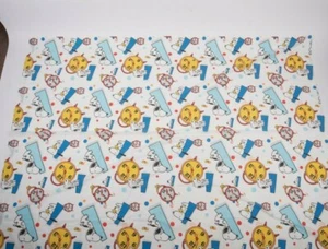 Vtg 60s Peanuts Twin Flat Sheet Snoopy Woodstock Bedtime Alarm Clock Polka Dots - Picture 1 of 4