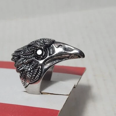 Anillo Cabeza Blackjack Hombre Águila 3D Acero Inoxidable Talla 11 Nuevo Con Etiquetas Foto 1 de 4
