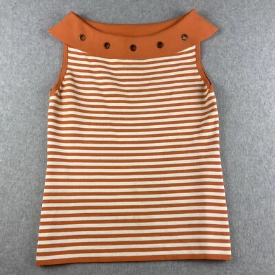 Joseph A Top Mujer Grande L Naranja Blanco Rayas Cuello Barco Sin Mangas Náutico Foto 1 de 4