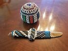 Vintage Native South African Xhosa Beadwork ~ Wood Knife And Gourd