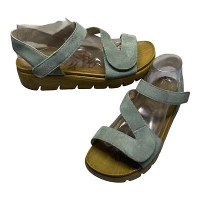 Sandalia Alegria Anah Azul Polvoriento Correa Cuña Gamuza Cuero Mujer’s Talla EU 39 Foto 1 de 4