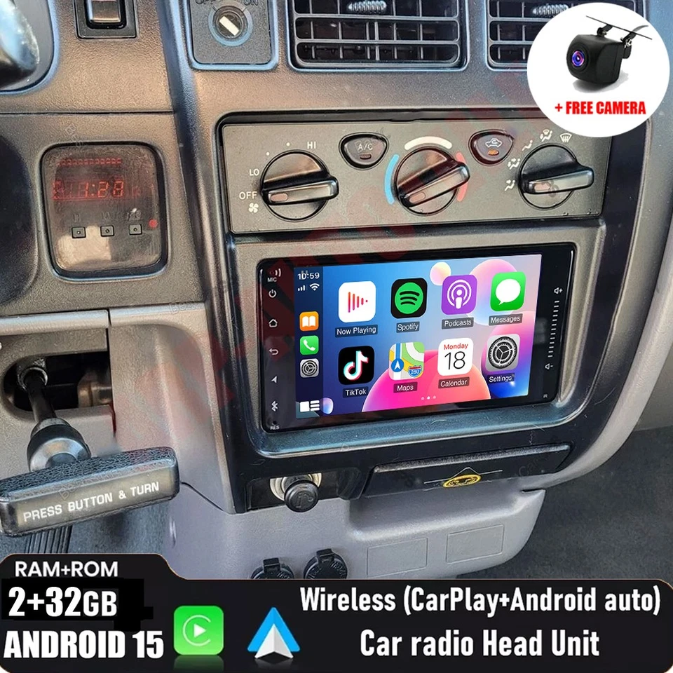 Radio estéreo GPS Apple Carplay de 7 pulgadas Android 15 para Toyota Tacoma 1998-2004 Foto 1 de 4