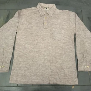 Vintage 60’s Spinnaker Polo Shirt Large Tan Long Sleeve Orlon Wool Blend Button - Picture 1 of 13