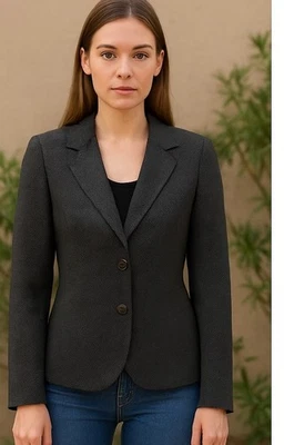 Max Mara Women’s M Wool Blazer Made In Italy Black White Mint Polka Dot Jacket  - Image 1 of 4