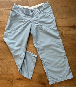 Prana Capri Pants Women’s M Blue Breathe Hiking Nylon Spandex Vintage USA Made* - Picture 1 of 15