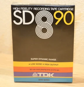 1x TDK SD 8 90 8-Track Tape Cartridge 90 Minuten 8 Spur Leerkassette 8TR-90SD - Bild 1 von 5