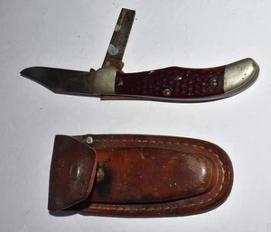 Vintage Case XX Two Blade Pocket Knife 5.25" with Leather Case - Picture 1 of 14