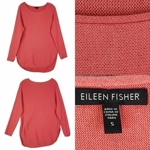 Eileen Fisher Sweater Womens Size Small S Orange Coral Long Sleeve Merino Wool - Picture 1 of 8