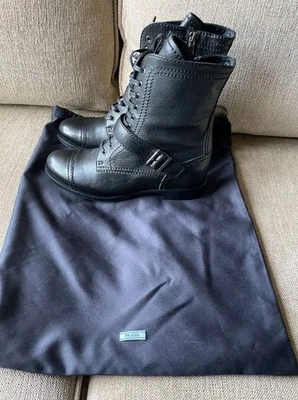 Botines media bota PRADA DE CUERO DE CIERVO - Negro - NUEVO - US 8.5 EU 39 (TK) Foto 1 de 4