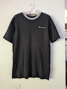 Champion Boys T-shirt S/P/SH, 100% Cotton, Black With Logo - Picture 1 of 19