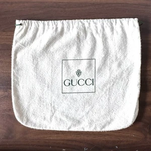 "Bolsa antipolvo GUCCI blanca verde logotipo fieltro cordón 10"" x 12""" - Imagen 1 de 6