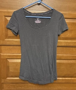 Victoria's Secret Top Shirt Gr. Small Tee grau mit Schmucksteinen besetzt S/S 1846 - Bild 1 von 3