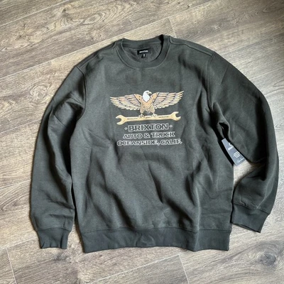 NWT Men's Medium Brixton Olive Green Long Sleeve Sweatshirt Pullover - Image 1 of 3