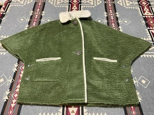 Echt Valluga Loden Wool Mohair Cape Jacket Made in Austria Green Size 8 Vtg T29 - Picture 1 of 9