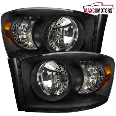Black Headlights Fits 2006-2008 Dodge Ram 1500 2006-2009 Ram 2500 3500 Lamps - Image 1 of 4
