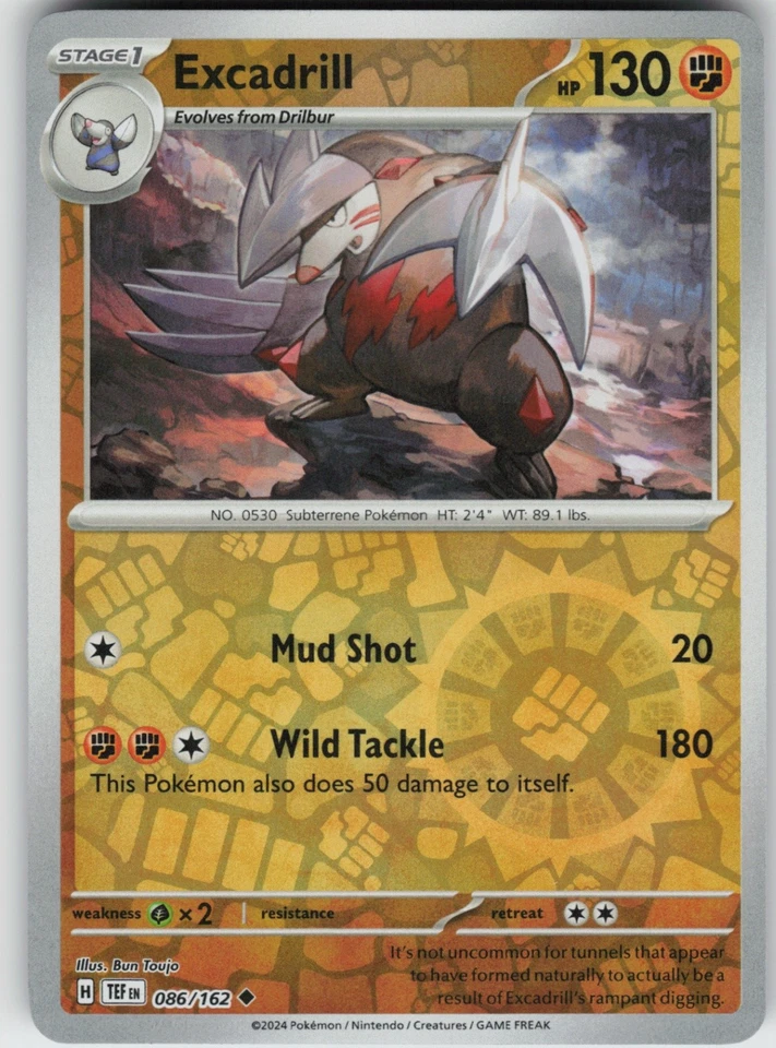 PO-01 Reverse Holo Excadrill 086/162 Uncommon SV05: Temporal Forces - Image 1 of 1
