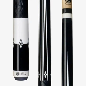 Lucasi LZSE6 Zero Flexpoint Pool Cue – Black & White Diamond Inlays Linen Wrap - Picture 1 of 5