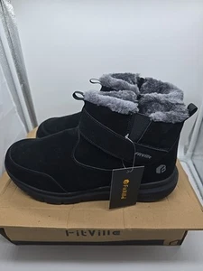 FitVille Men 13 Extra Wide Snow Boots Waterproof Winter Shoes w/ Thick Fur - Picture 1 of 18