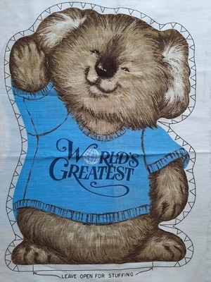 Hallmark Cards World's Greatest Shirt Tales painel de tecido sem cortes 1980 corte e costura - Imagem 1 de 4