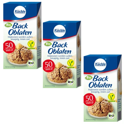 Bolachas redondas oblaten Kuchle Back-Oblaten para assar 3 x 50mm ORGÂNICAS - Imagem 1 de 3