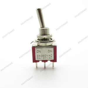 5×Mini Toggle Switch SPDT 2 Position ON-ON 3-PIN 250V 2A 120V 5A Red MTS-102 - Picture 1 of 4