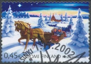 Finland 2002 Used Stamp - Christmas - Snow - Horse - Sleigh - First Day Cancel - Picture 1 of 1
