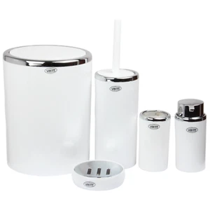 5pcs Bathroom Accessory Set. Toilet Brush, Soap Dispenser, Soap Dish, Bin, Cup. - Picture 1 of 11