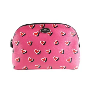 Coach Heart Print Cosmetic Make-Up Makeup Travel Case 52685 PINK Hearts - Picture 1 of 2