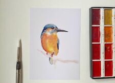 Kingfisher Original Watercolour painting, Ltd Edition A5 Bird Wildlife Print