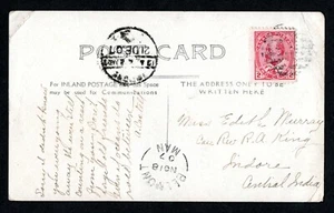 1907 2c Edward VII auf einer Postkarte nach Indore, Indien, mit einem Empfänger. Belmont, MB - Bild 1 von 2