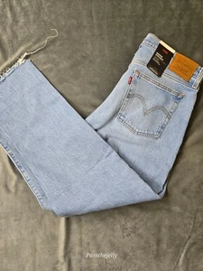 LEVIS Jeans Donna 31x30 Zeppa Dritta Alzata Alta Bottone Fly Blu Baggy - Foto 1 di 10
