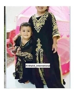 New Caftan Kid Ramadan Royal Black Girl Kid Eid Abaya Jellabiya Moroccan dress - Picture 1 of 3