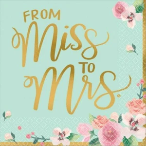 Bridal Shower Paper Napkins x16 From Miss to Mrs Serviettes Party Table Decor - Picture 1 of 1
