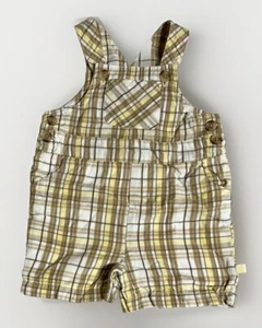 Savannah Unisex Baby Plaid Multicolor Tans Shortalls Sz 6 Mo.(A.8) - Picture 1 of 4