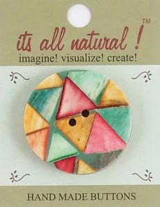 Handmade Natural Bone Button - Multicolor 45mm Round Quilting Pattern Design - Picture 1 of 4