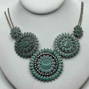 International Inspirations Turquoise Enamel Cluster Statement Necklace Boho - Bild 1 von 4