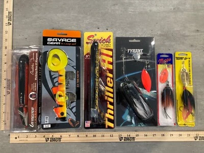 6 Lures - Muskie Lot - Suick - Mepps - Livingston Topwater - Bucktails - Lot A - Image 1 of 4
