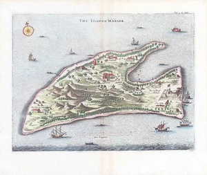 c1682 Grabado Antiguo Grande ISLAND MANAER Ceilán Sri Lanka (TR1-42) - Imagen 1 de 1