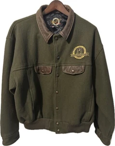 Giacca vintage DEHAN lana BOMBER verde forestale XL made in USA - Foto 1 di 8