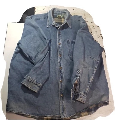 Cabelas джинсовой ткани клетку с подкладкой Snap спереди Workwear Shacket рубашка куртка 2XL высокий - Изображение 1 из 4