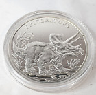 2008 Dinosauria 1.25" Triceratops Capsule Silver Metal Coin Ag925
