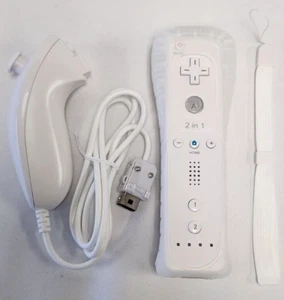 NEW Remote & Nunchuk w/Strap & Sleeve Controller Set WHITE for Nintendo Wii - Picture 1 of 2