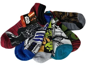 Star Wars Childrens No Show 6 Pack Socks size M/L 3-10 Darth Vader R2D2 Others - Picture 1 of 4