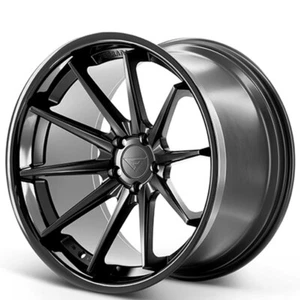 (4) 19x8.5" Ferrada Wheels FR4 Matte Black with Gloss Black Lip Rims (B6) - Picture 1 of 10