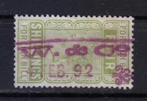 Great Britain Foreign Bill Four Shillings  used stamp Victoria period /029 - Picture 1 of 2