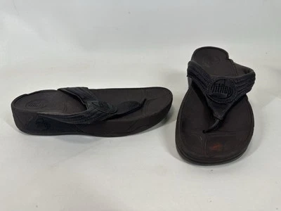 Sandalias FitFlop Mujer Tonificación Cuero Marrón Chanclas Tanga Zapatos 7/38 Foto 1 de 4