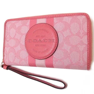 Coach Geldbörse Outlet Signature Stripe Logo Patch Dempsey Zip Around Wallet L 821 - Bild 1 von 3
