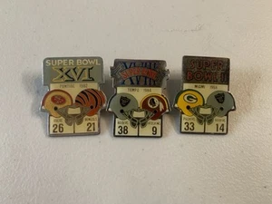 (3) Starline Super Bowl Pins XVIII XVI II 18 16 2 Raiders Packers READ - Picture 1 of 2