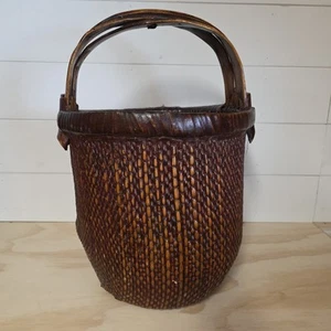 Chinese Rice Basket Woven Vintage 20” X 15” - Picture 1 of 13