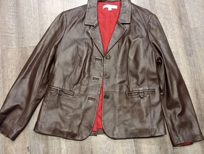 Liz Claiborne Chaqueta Cuero Suave Cierre Botones Excelente Estado Mujer L Foto 1 de 4